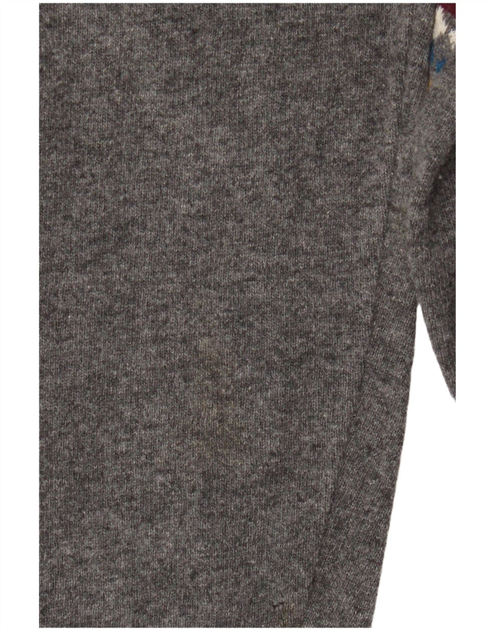 Carrera Homme Col V Pull Pull Large Gris Rayé Laine