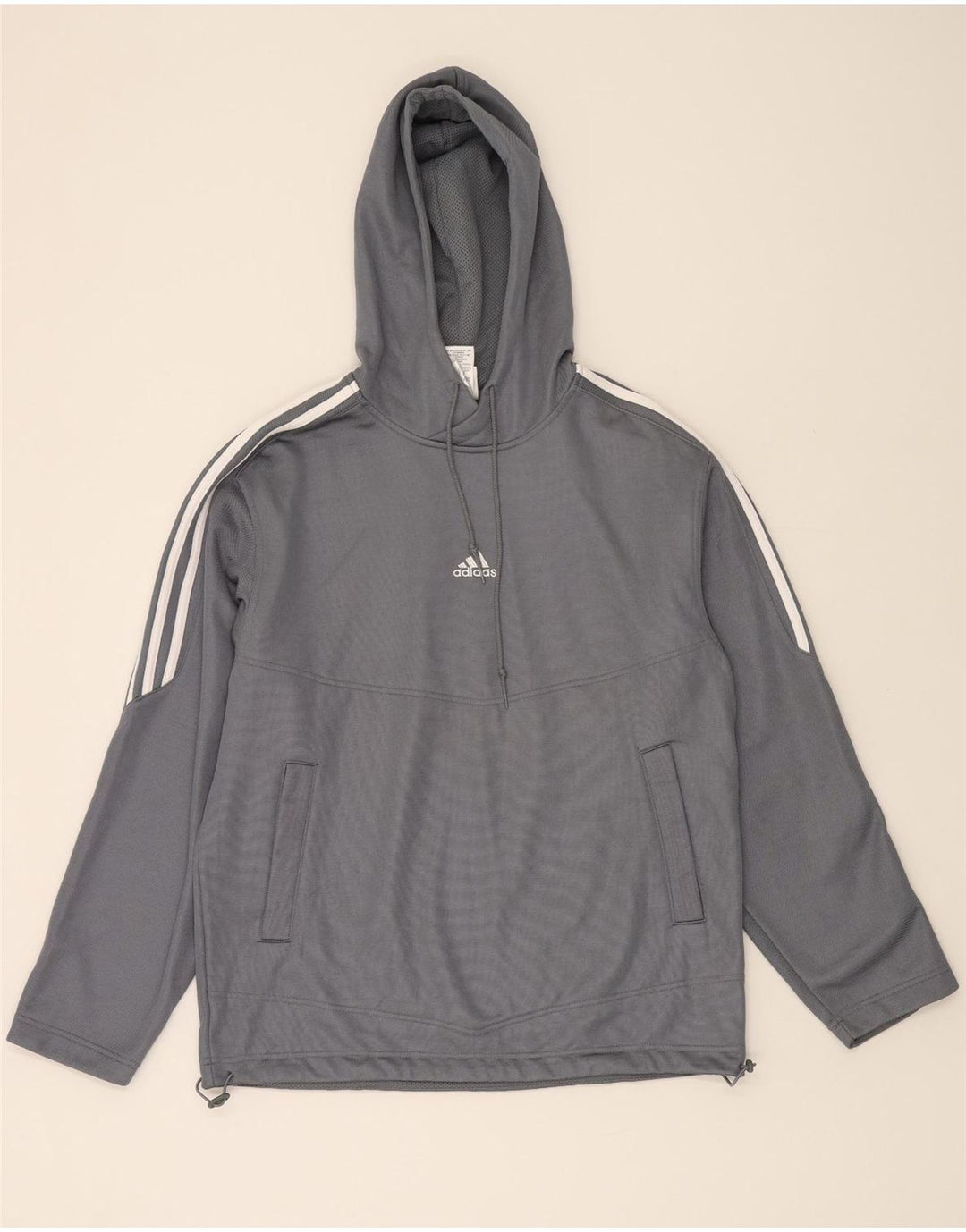ADIDAS Mens Hoodie Jumper UK 40/42 Medium Grey Polyester Vintage Adidas and Second-Hand Adidas from Messina Hembry 