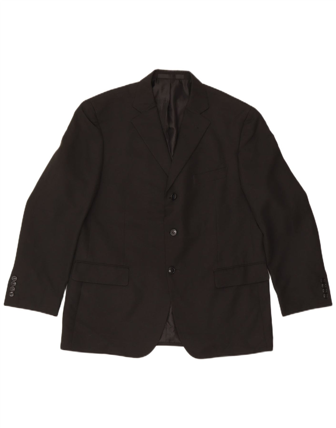 Marks & Spencer Mens 3 Button Blazer Jacket UK 42 Large Black Polyester
