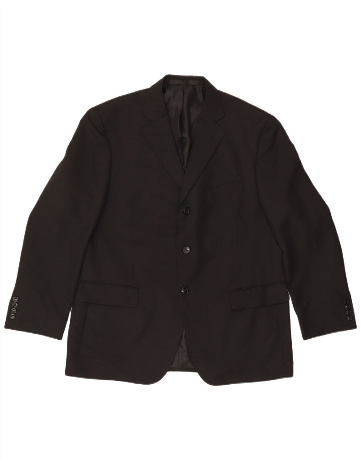 Marks & Spencer Mens 3 Button Blazer Jacket UK 42 Large Black Polyester