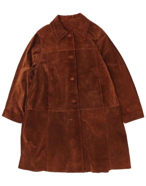 Lavorazione Artigiana Womens Oversized Suede Overcoat UK 10 Small Brown