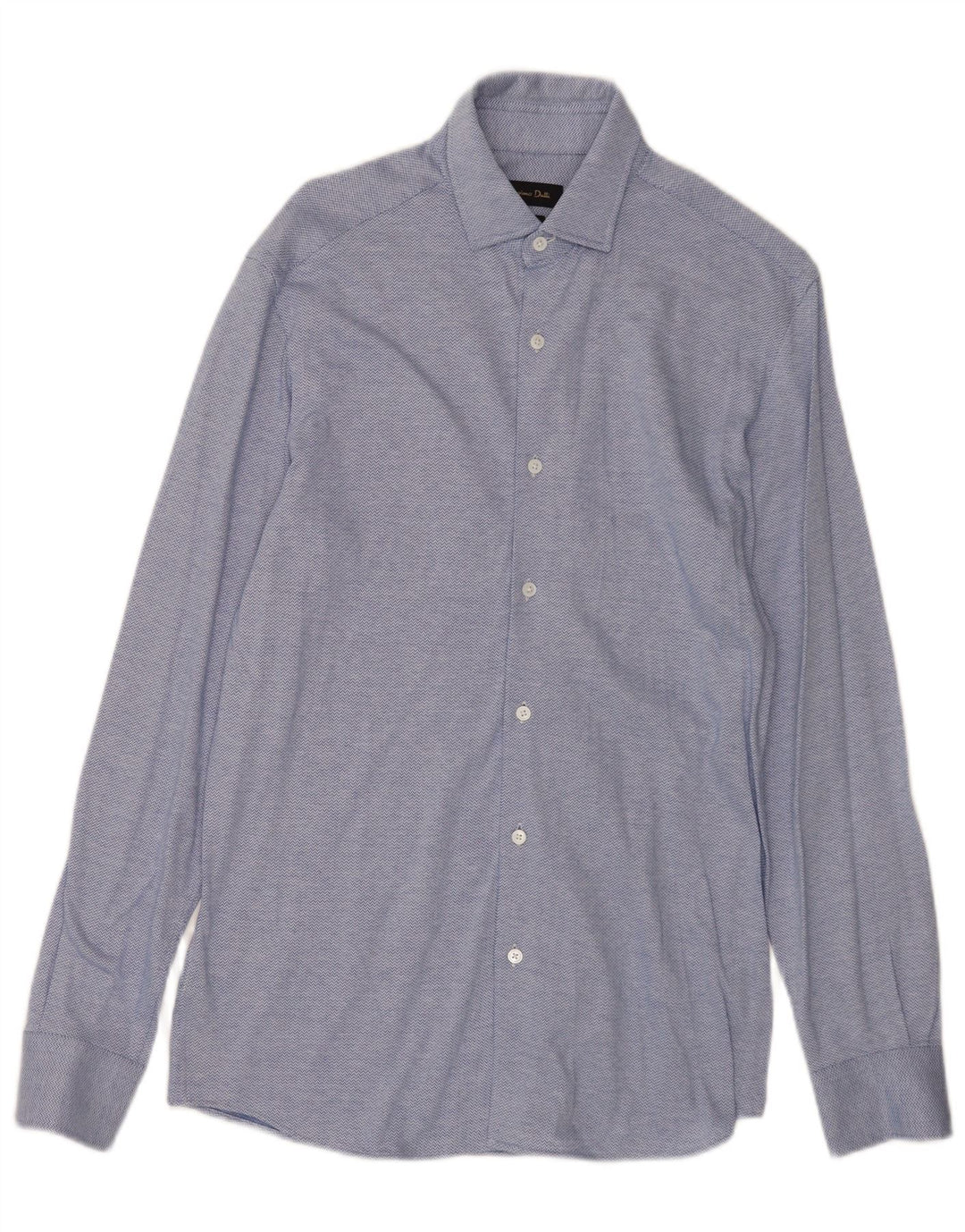 Massimo Dutti Mens Shirt Medium Blue Chevron Cotton