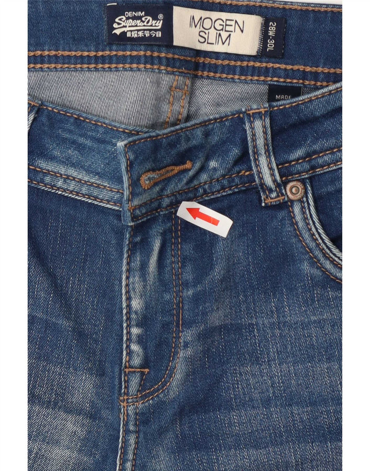 Jeans slim da donna Imogen effetto invecchiato Superdry W28 L30 cotone blu