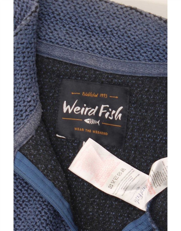 Weird Fish Herre Zip Neck Sweatshirt Jumper Medium Blue Bomuld