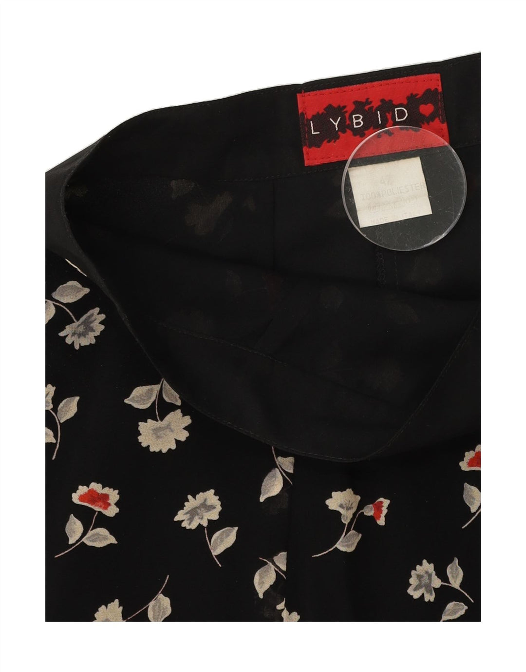 LYBIDO Womens A-Line Skirt IT 42 Medium W26 Black Floral Polyester Vintage Lybido and Second-Hand Lybido from Messina Hembry 