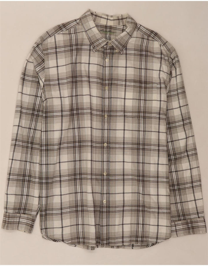 EDDIE BAUER Mens Classic Shirt XL Grey Check Cotton Vintage Eddie Bauer and Second-Hand Eddie Bauer from Messina Hembry 