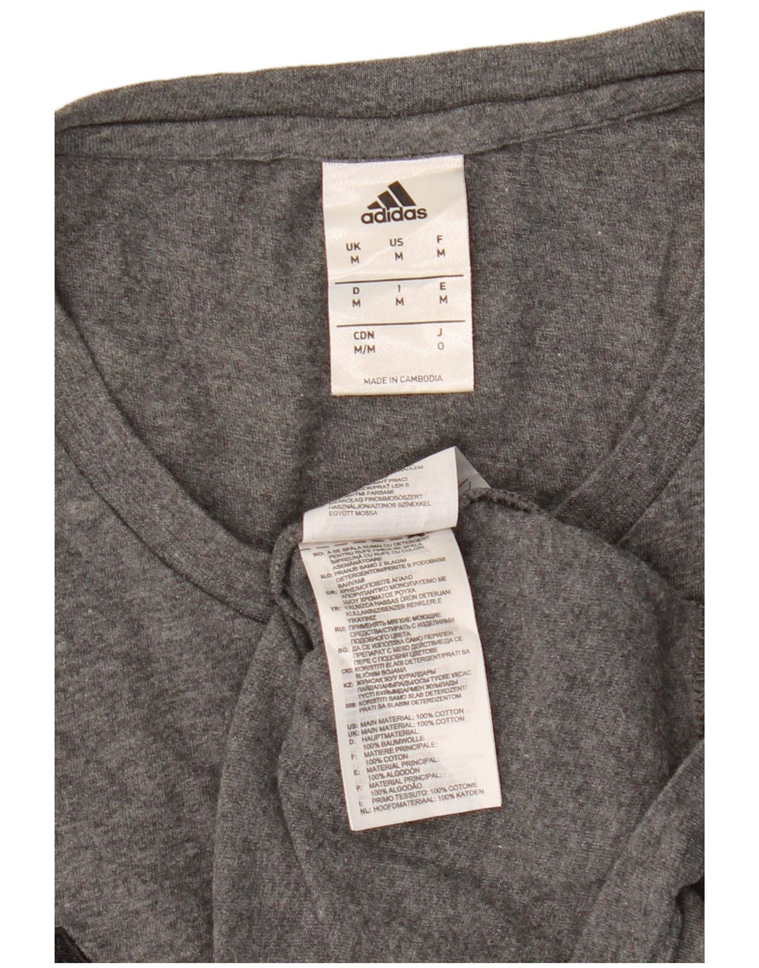 Adidas Mens T-Shirt Top Medium Grey Cotton