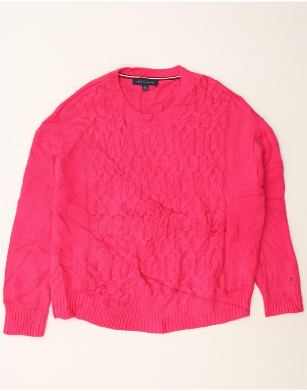 Tommy Hilfiger Dame Crew Neck Jumper Sweater UK 18 XL Pink Akryl