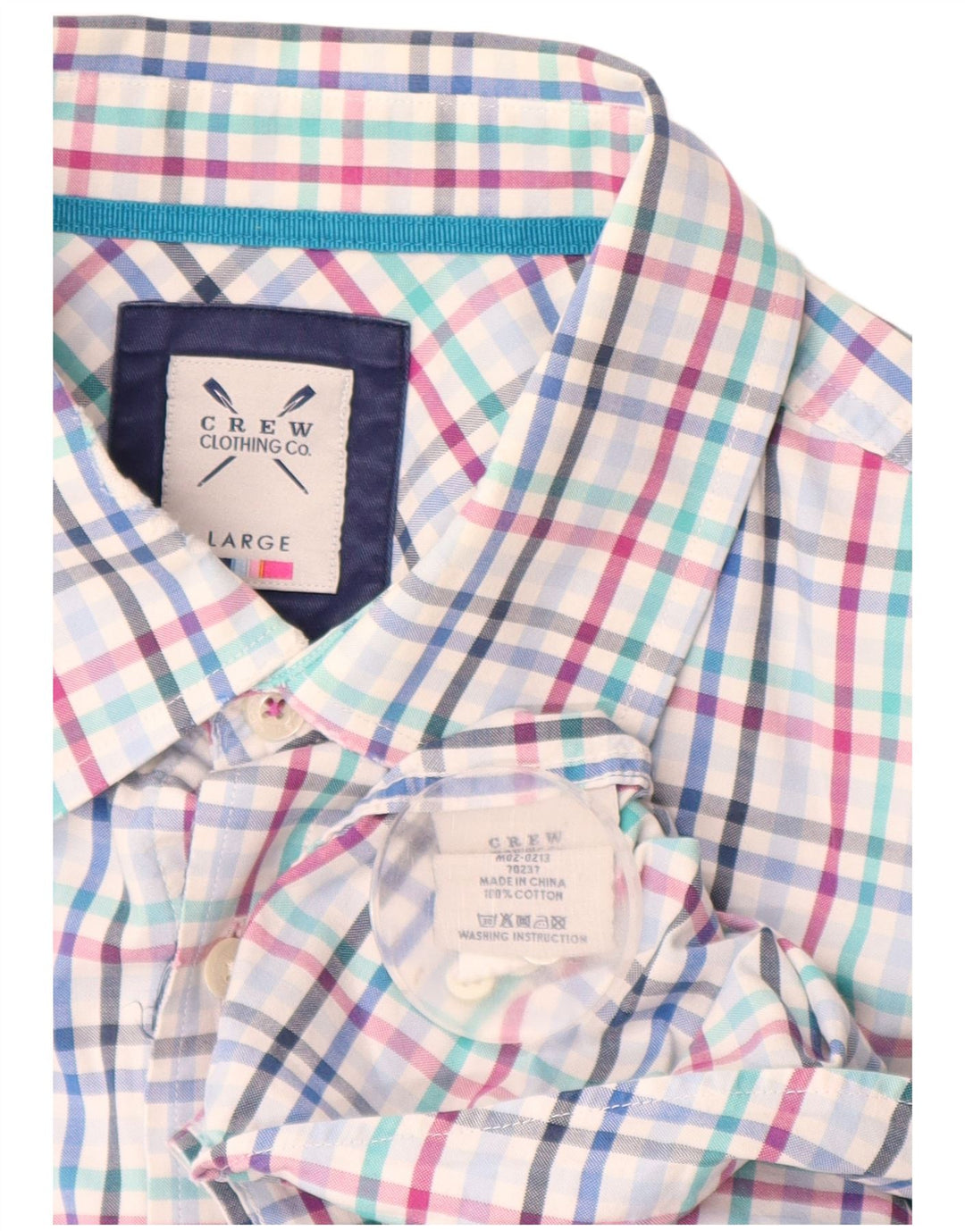 CREW CLOTHING Mens Shirt Large Blue Check Cotton