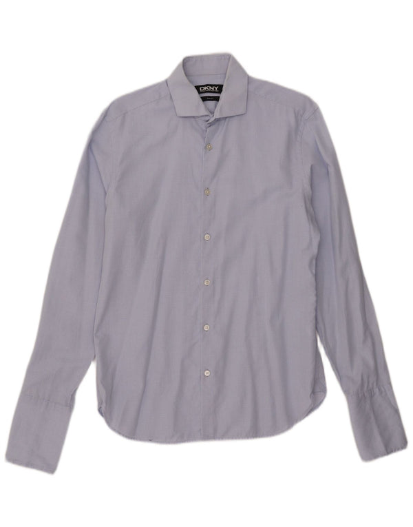 Camicia formale da uomo slim fit Dkny taglia 15 1/2 quadri blu medio