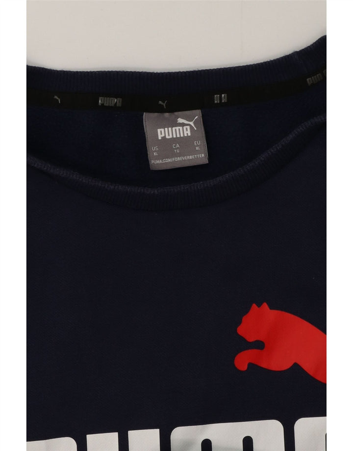 Puma grafisk sweatshirt til mænd XL marineblå
