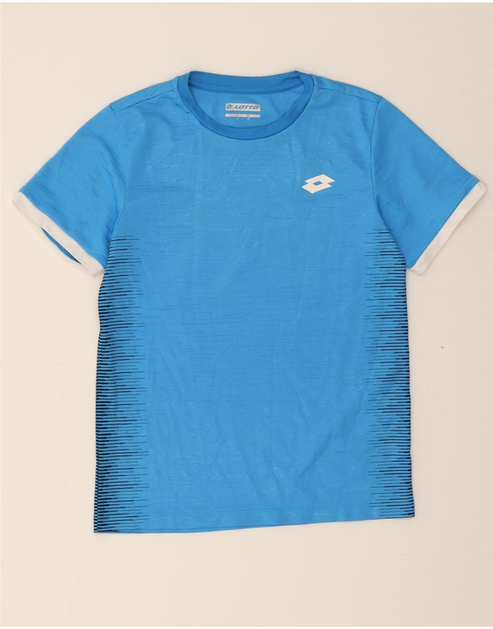 LOTTO Boys T-Shirt Top 11-12 Years Medium Blue Pinstripe Polyester Vintage Lotto and Second-Hand Lotto from Messina Hembry 