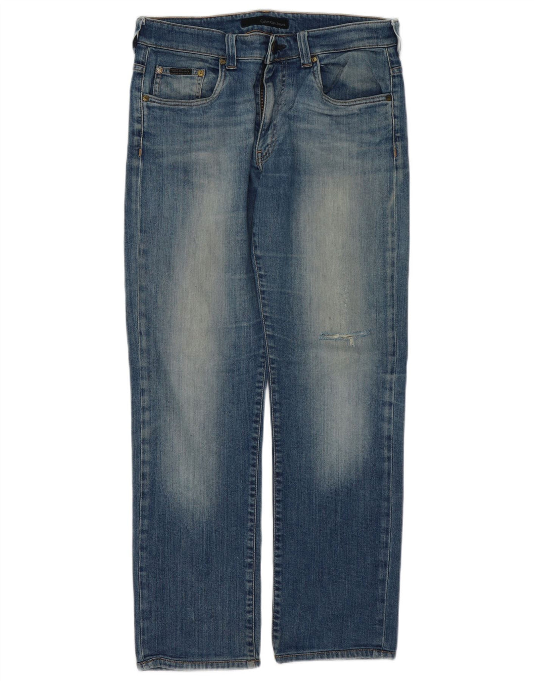 CALVIN KLEIN Mens Distressed Slim Jeans W34 L30 Blue
