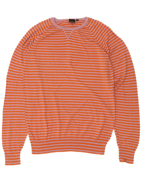 Paul Smith Damen-Pullover mit U-Boot-Ausschnitt, UK 14, mittelorange gestreift