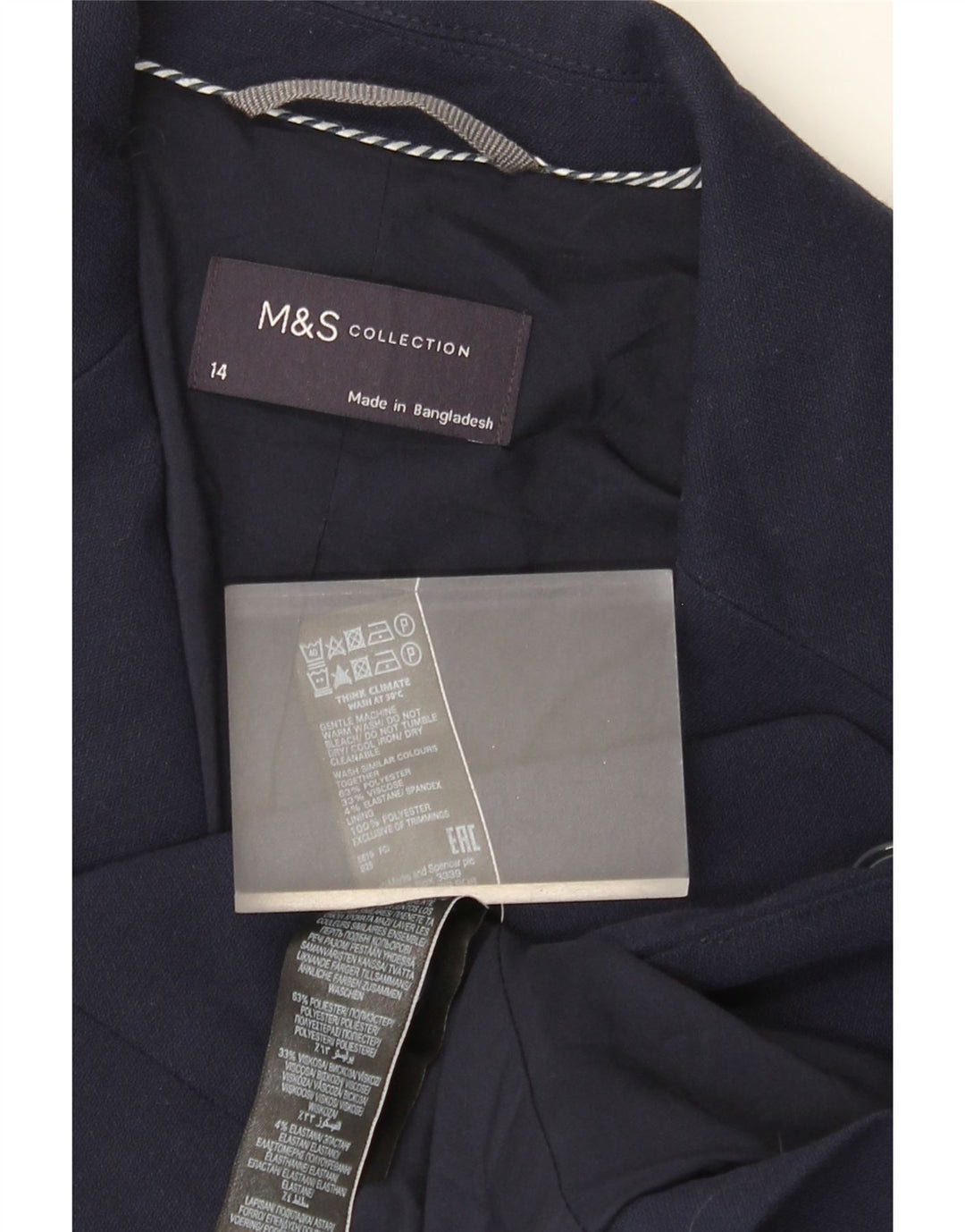 Marks & Spencer Womens 2 Button Blazer Jacket UK 14 Medium Navy Blue