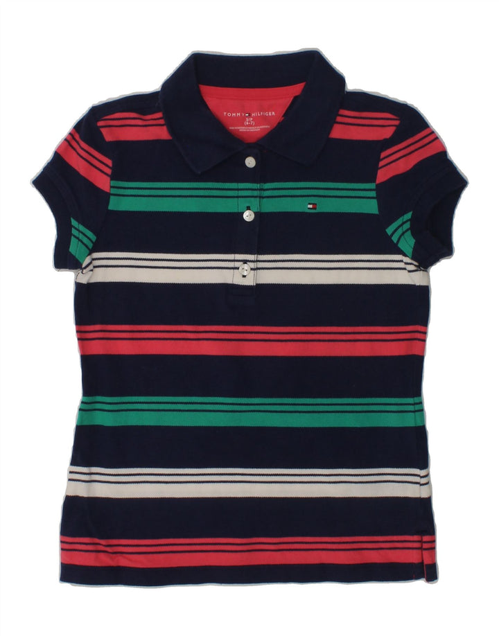TOMMY HILFIGER Girls Polo Shirt 6-7 Years Small Multicoloured Striped | Vintage Tommy Hilfiger | Thrift | Second-Hand Tommy Hilfiger | Used Clothing | Messina Hembry 