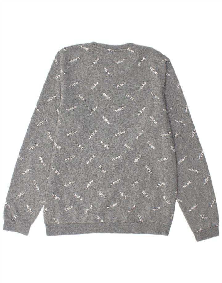ADIDAS Mens Graphic Sweatshirt Jumper Medium Grey Cotton