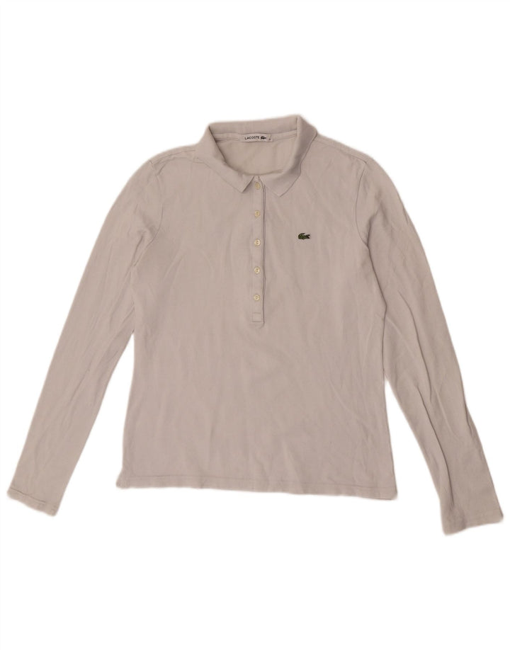 Lacoste Womens Long Sleeve Polo Shirt Size 40 Medium White Cotton