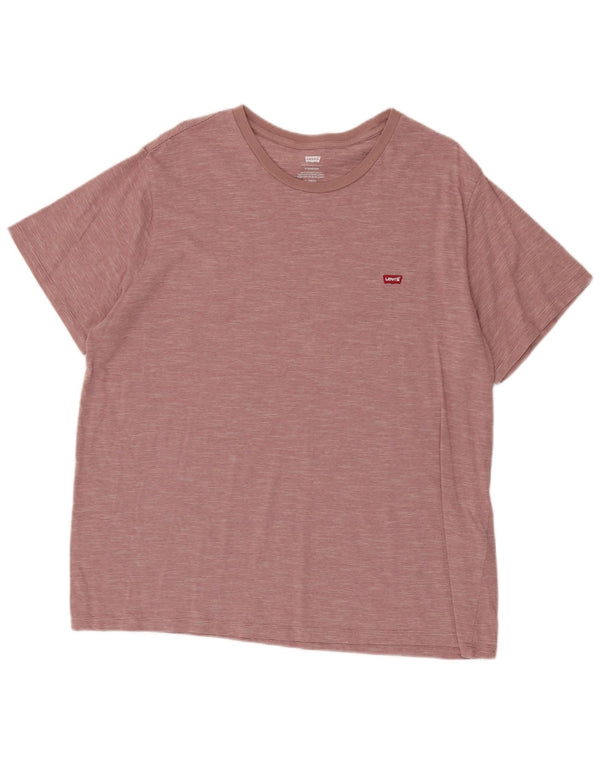 Levi's T-Shirt Standard Homme Rose XL Coton à Rayures Fines