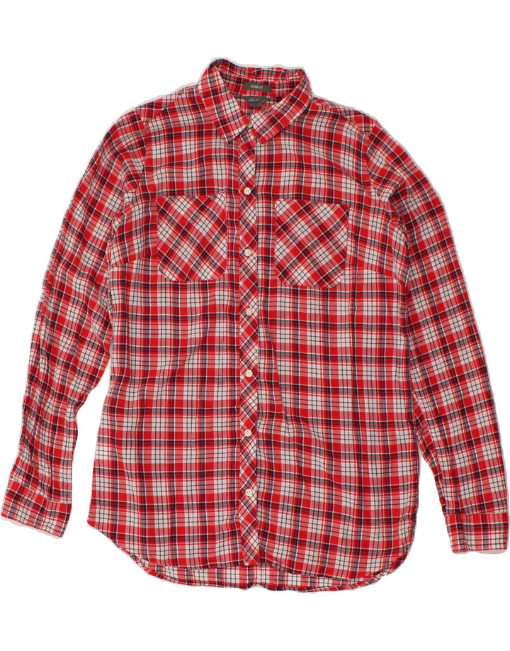 EDDIE BAUER Womens Classic Fit Shirt UK 12 Medium Red Check Cotton Vintage Eddie Bauer and Second-Hand Eddie Bauer from Messina Hembry 