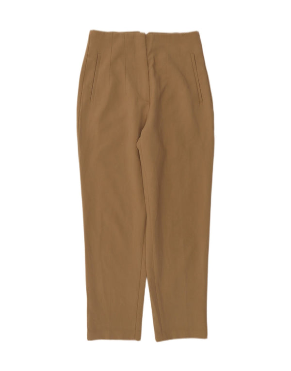 Zara Womens High Waist Tapered Suit Trousers Medium W28 L27 Brown Polyester