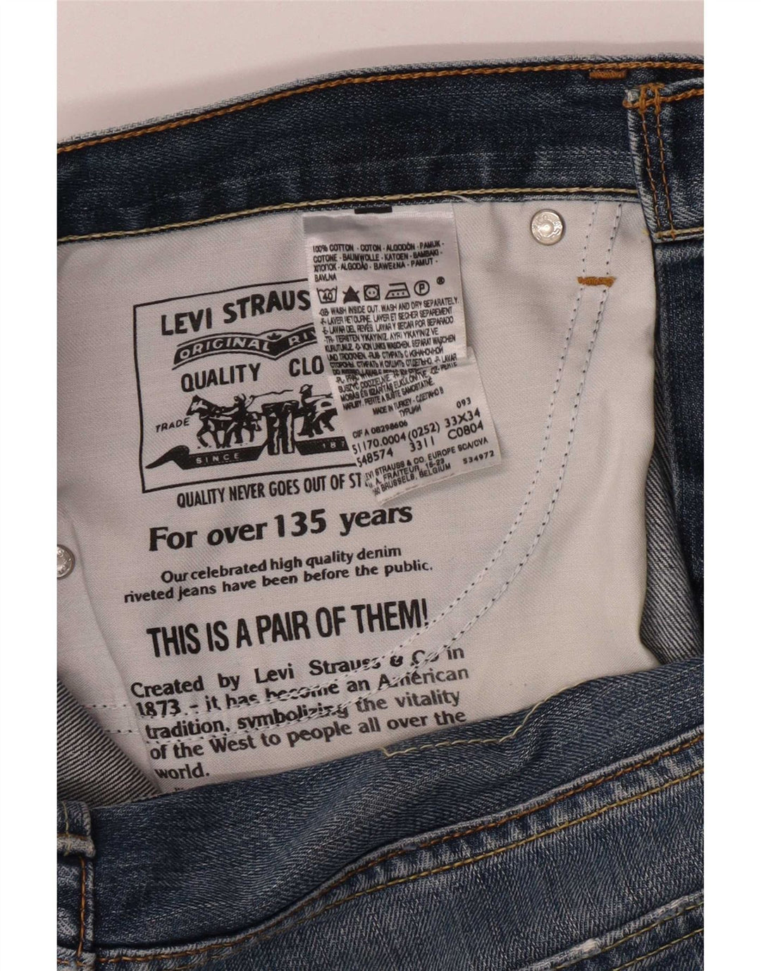 Jeans Levi's Uomo 511 Slim W33 L30 Cotone Blu