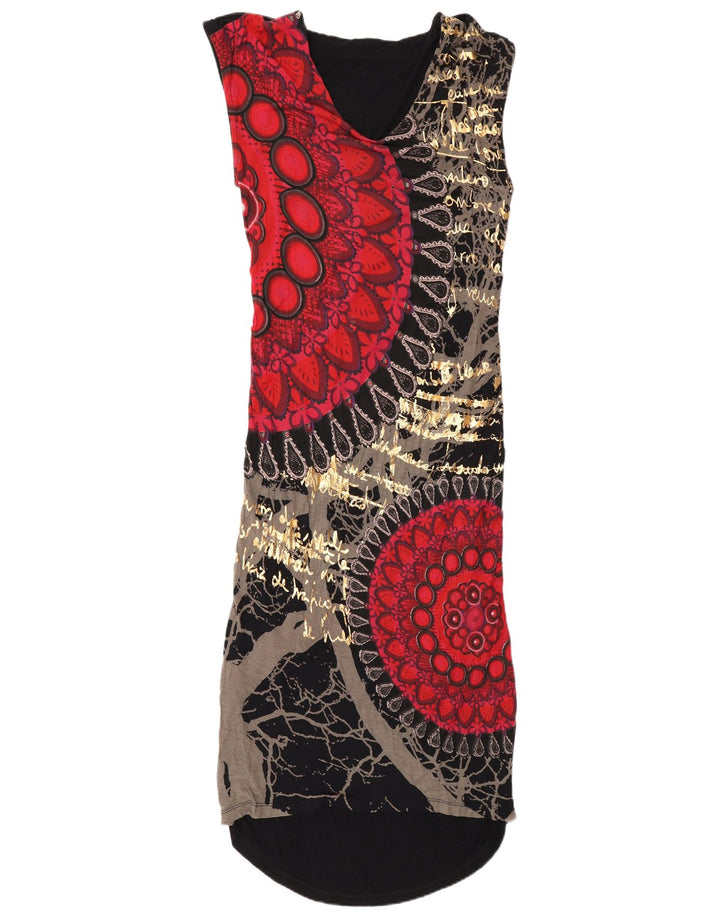 Designer-Damen-Maxikleid mit abstraktem Muster, Gr. 44, Größe L, mehrfarbig