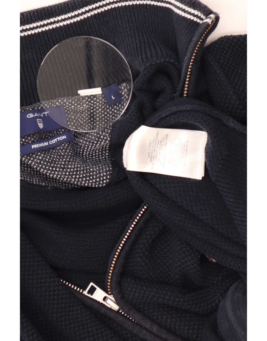 Gant Mens Cardigan Sweater Large Navy Blue Cotton