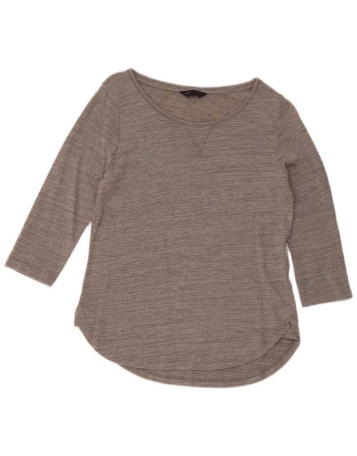 Marks & Spencer Womens Top 3/4 Sleeve UK 10 Small Grey Flecked Viscose