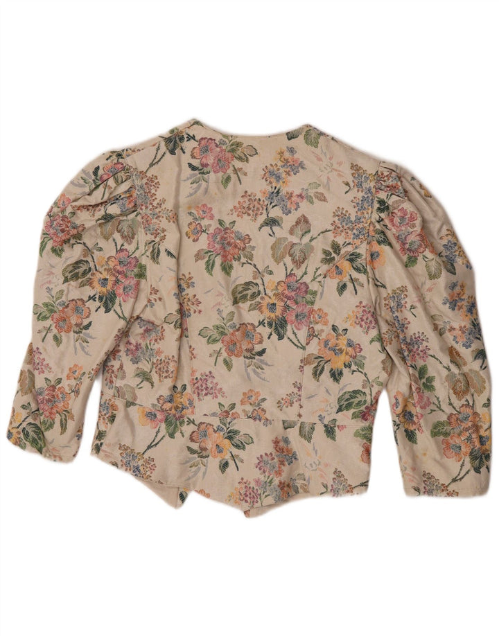 Eger Damen-Blazer mit 3/4-Ärmeln und 1 Knopf IT 42 Mittelbeige mit Blumenmuster