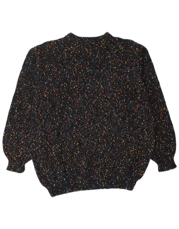 Vintage Mens Turtle Neck Jumper Sweater Medium Black Flecked