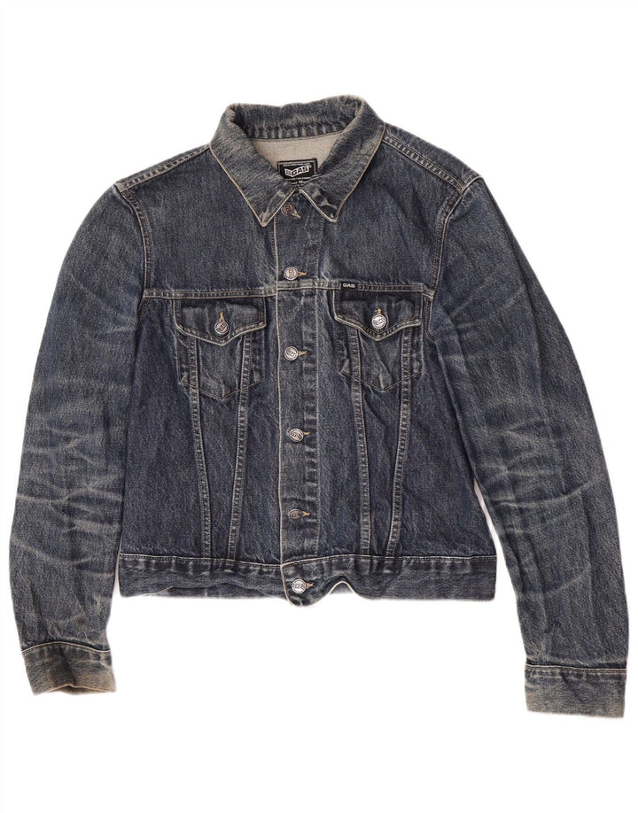 Gas Womens Denim Jacket UK 14 Medium Navy Blue Cotton