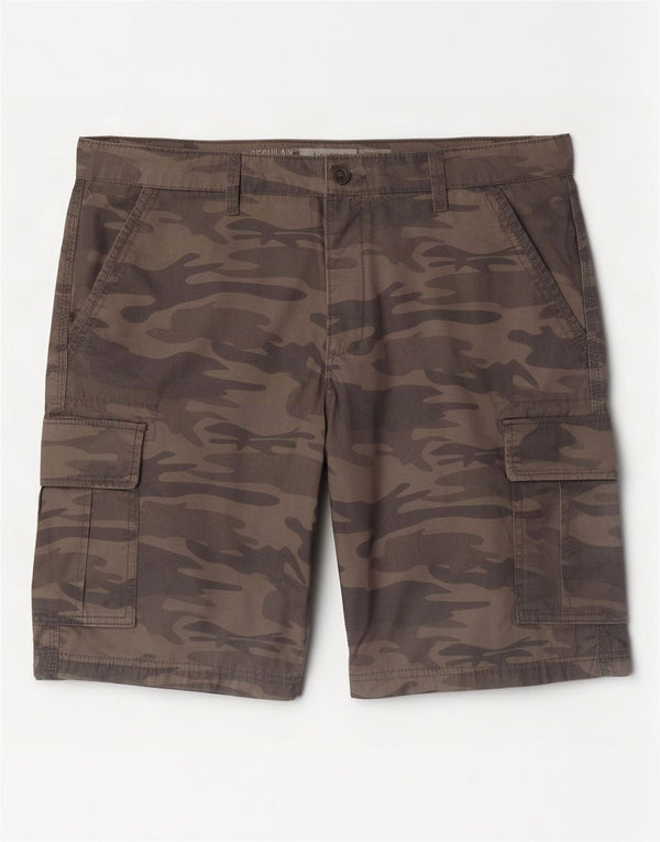 In Extenso Mens Regular Cargo Shorts W36 Large Grey Camouflage Cotton