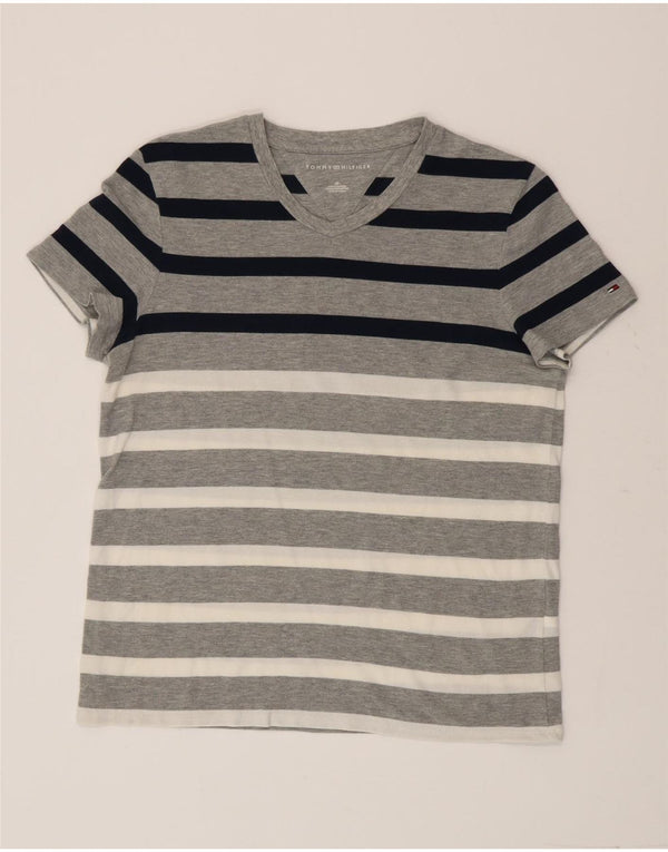 Tricou pentru bărbați Tommy Hilfiger Top mic, gri, bumbac cu dungi
