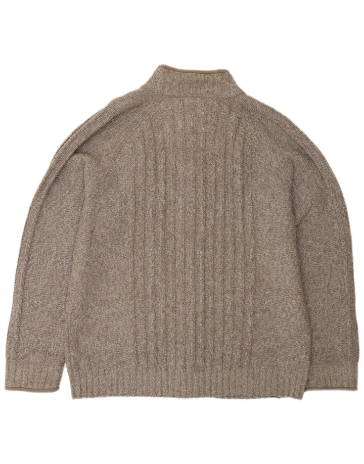 Marks & Spencer Mens Cardigan Sweater Large Brown Flecked Wool