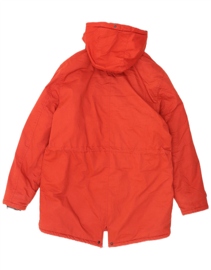 Zara Mens Hooded Parka Jacket UK 38 Medium Red Cotton