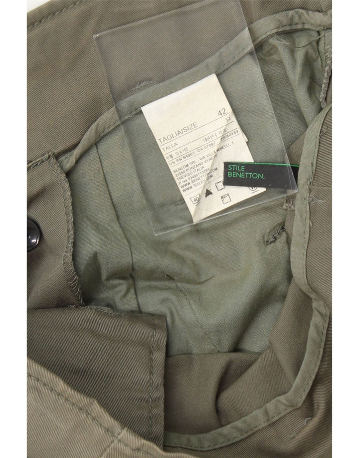BENETTON Womens A-Line Skirt IT 42 Medium W30 Khaki Cotton Vintage Benetton and Second-Hand Benetton from Messina Hembry 