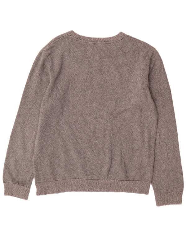 Calvin Klein Jeans Mens Graphic Sweatshirt Jumper Large Grey Flecked Cotton