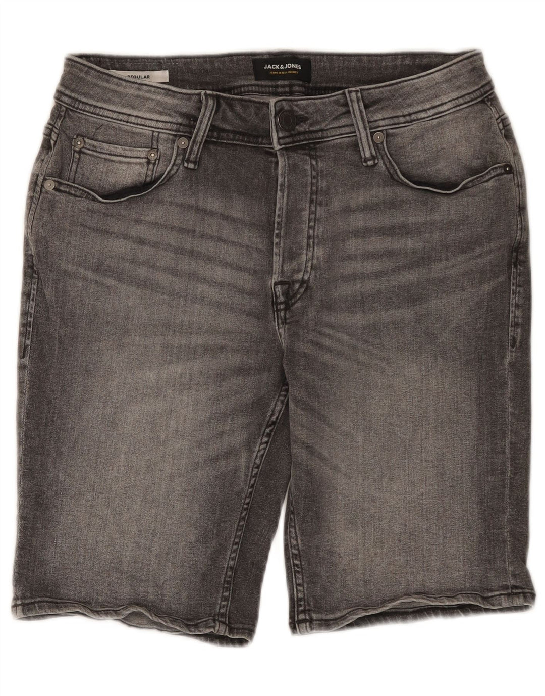 Pantaloncini di jeans regolari da uomo Jack & Jones piccoli W29 cotone grigio