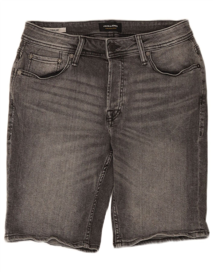 Pantaloncini di jeans regolari da uomo Jack & Jones piccoli W29 cotone grigio