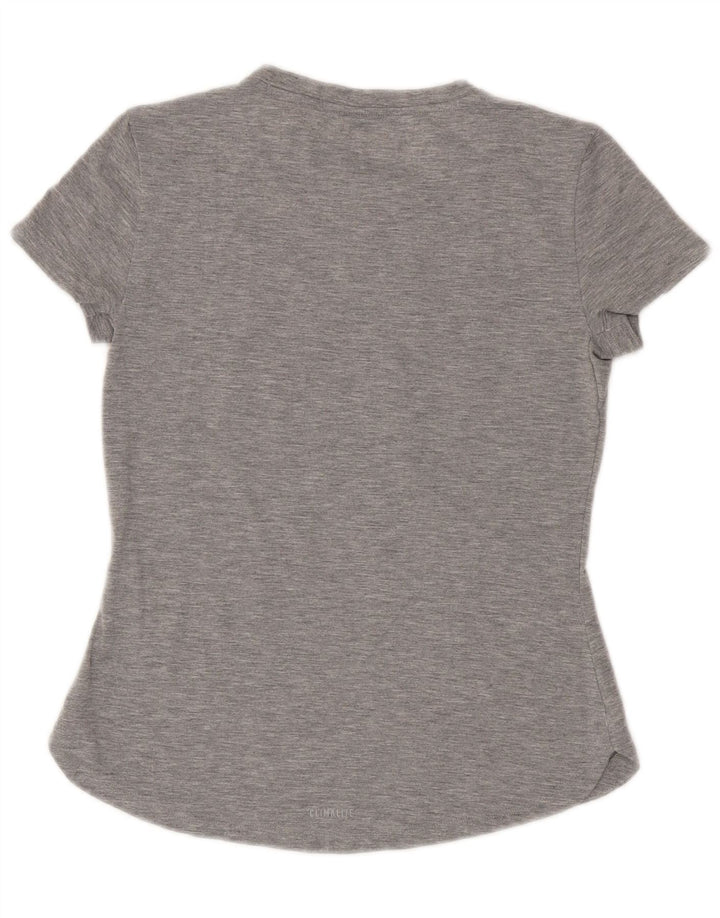 ADIDAS Womens Graphic T-Shirt Top UK 8/10 Small Grey Polyester