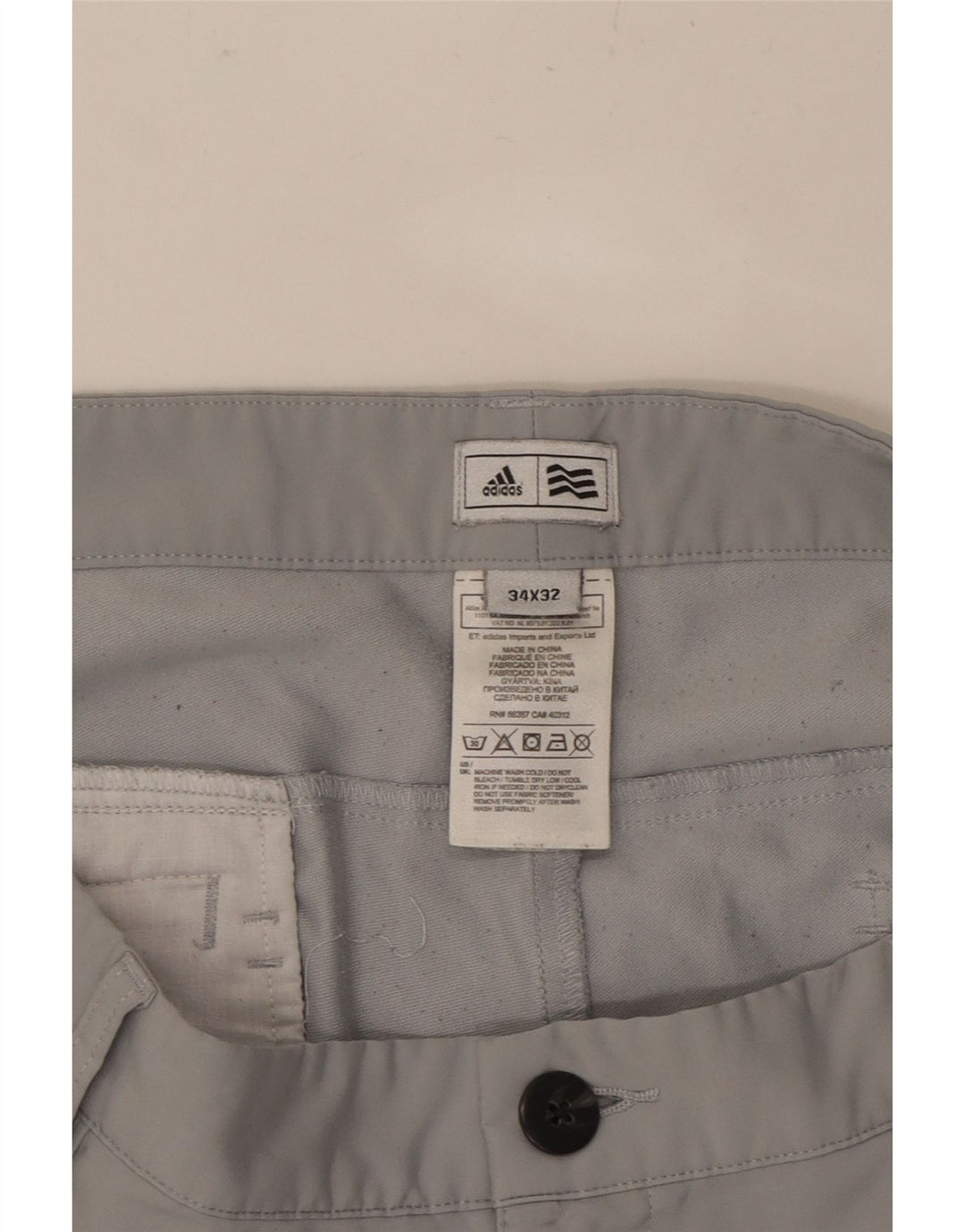 ADIDAS Mens Straight Chino Trousers W34 L32 Grey Polyester Vintage Adidas and Second-Hand Adidas from Messina Hembry 