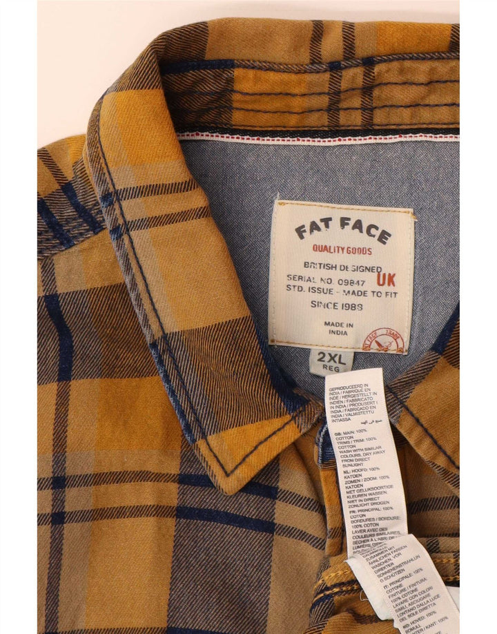 Fat Face Mens Flannel Shirt 2XL Yellow Check Cotton