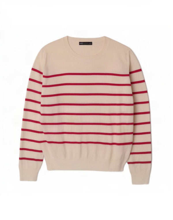 Marks & Spencer Womens Crew Neck Jumper Sweater UK 16 Large Off White