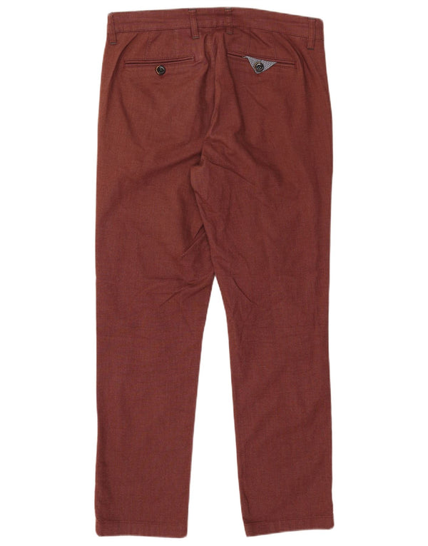Ted Baker Mens Straight Suit Trousers W32 L29 Burgundy Cotton
