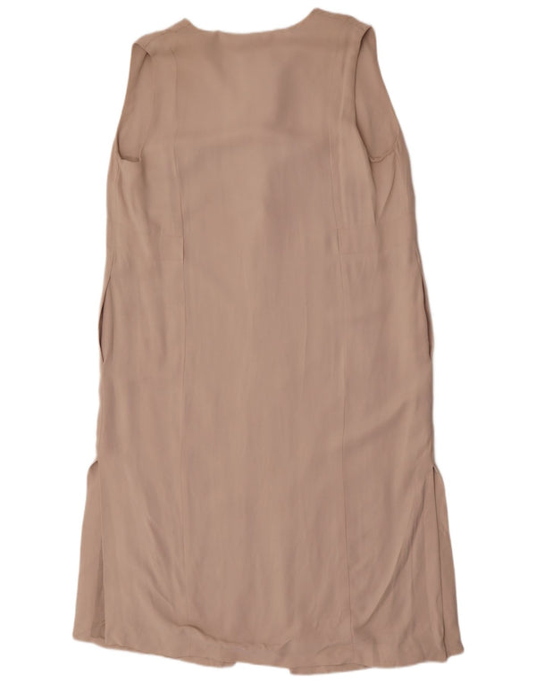 Massimo Dutti Dame Longline ærmeløs blazerjakke UK 14 Medium Beige
