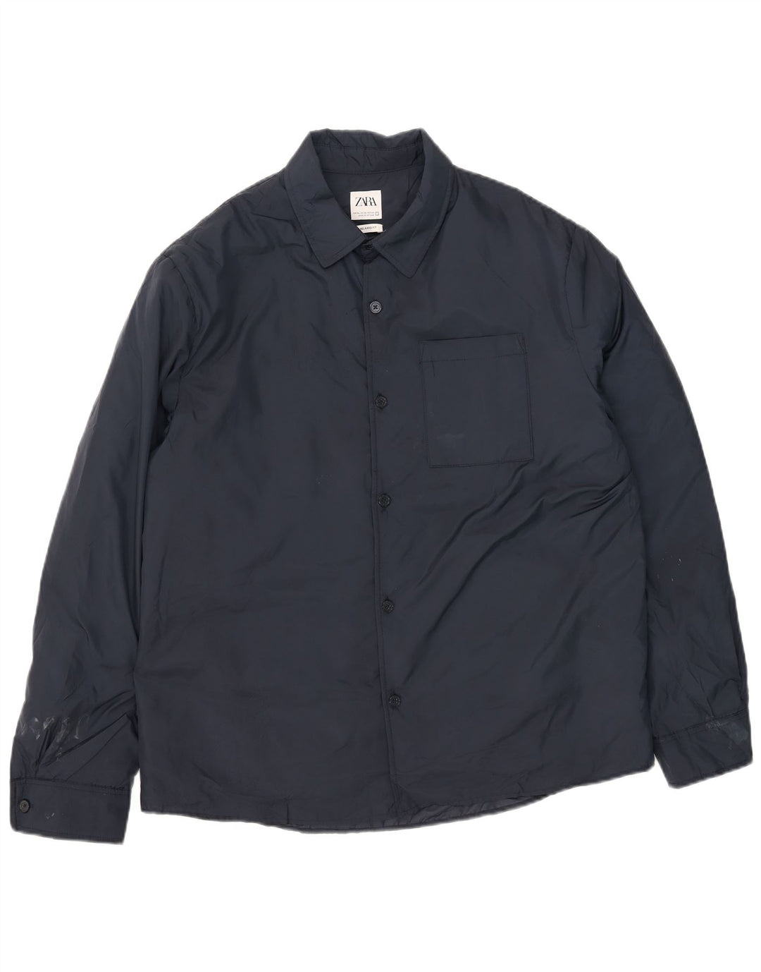 Zara Mens Windbreaker Jacket UK 42 XL Navy Blue Polyester