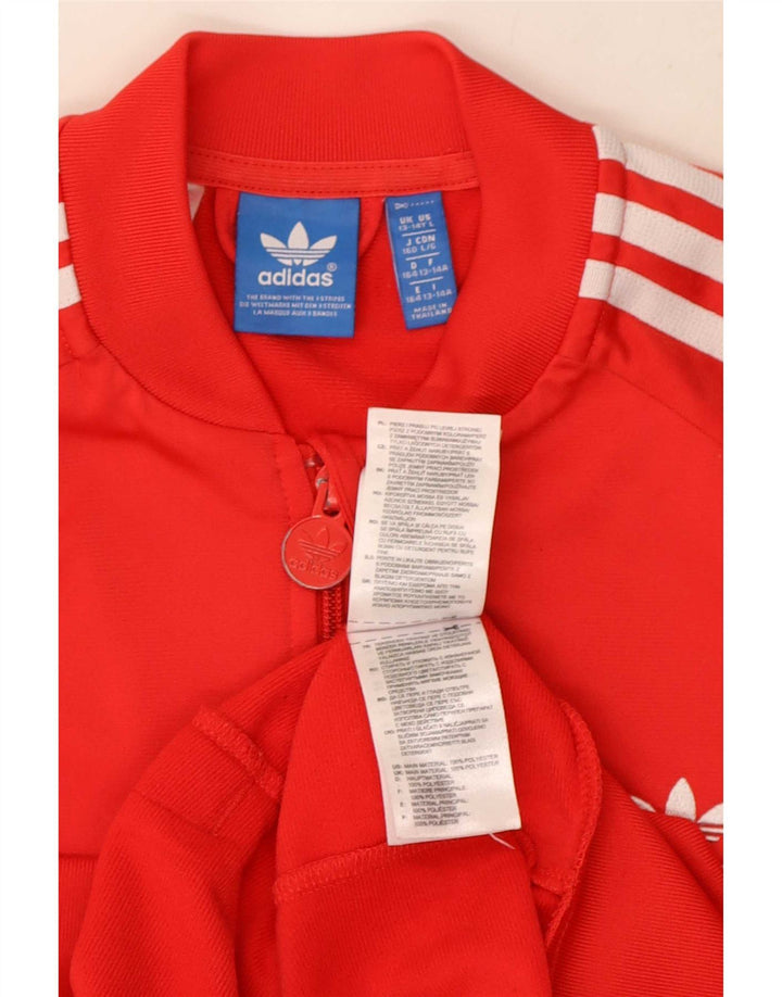 Adidas Boys Tracksuit Top Jacket 13-14 Years Red Polyester
