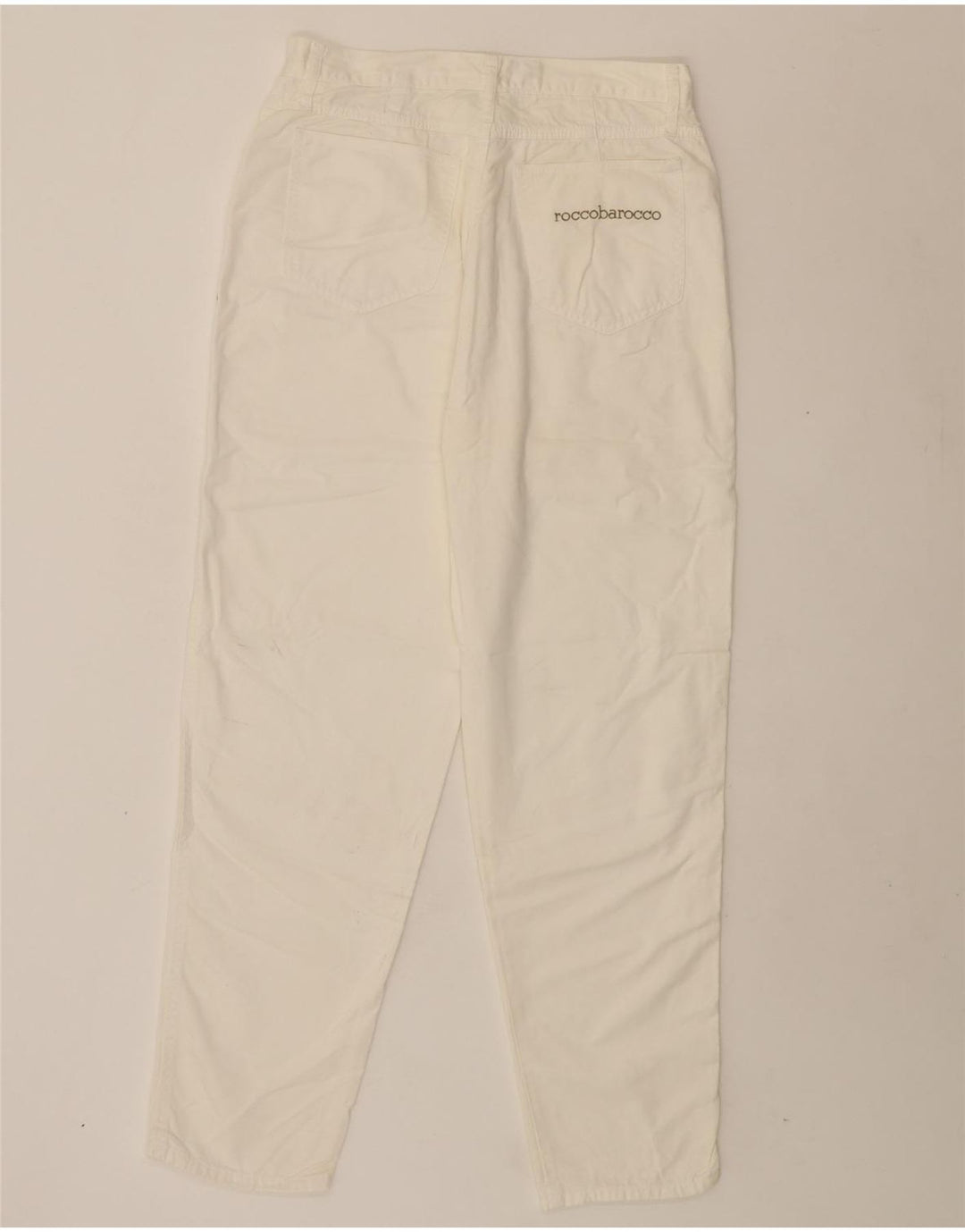 ROCCOBAROCCO Womens Tapered Jeans W30 L30 Off White Cotton Vintage Roccobarocco and Second-Hand Roccobarocco from Messina Hembry 