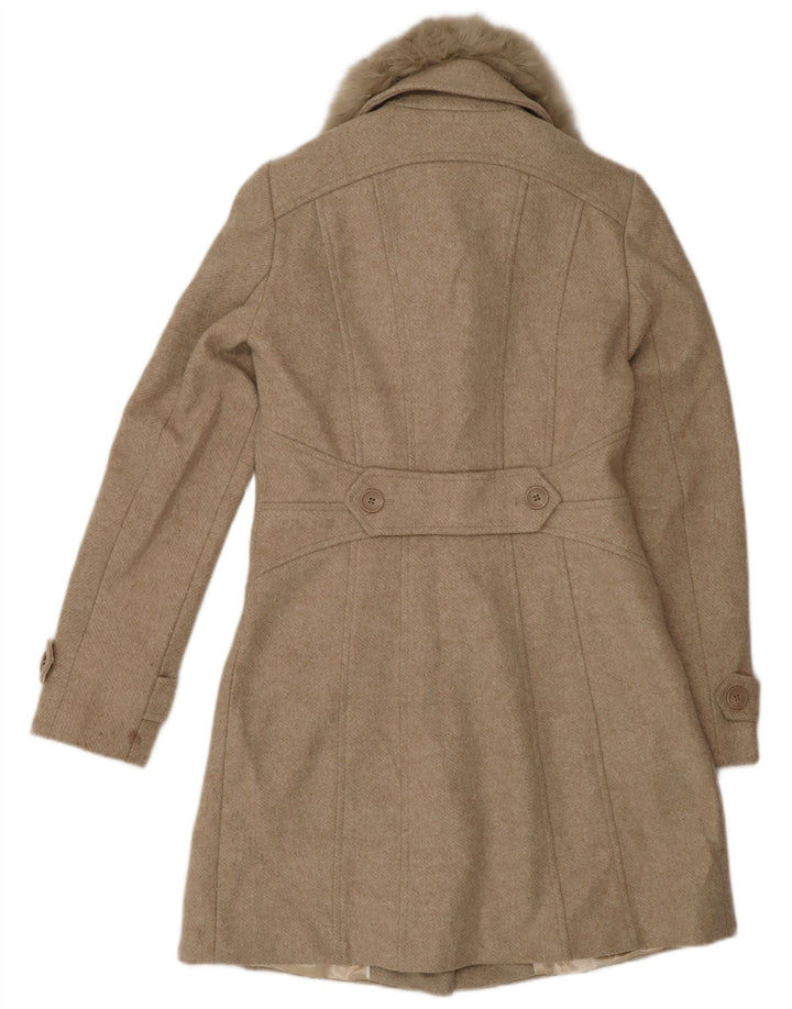 Oasis Womens Overcoat UK 6 XS Beige Polyester